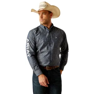 Ariat Men’s Team Everett Classic Fit Long Sleeve Shirt, Blue Chambray