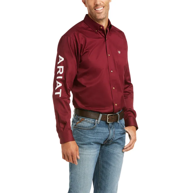 Ariat Men's Team Logo Twill Classic & Fitted Fit Shirt, Burgundy