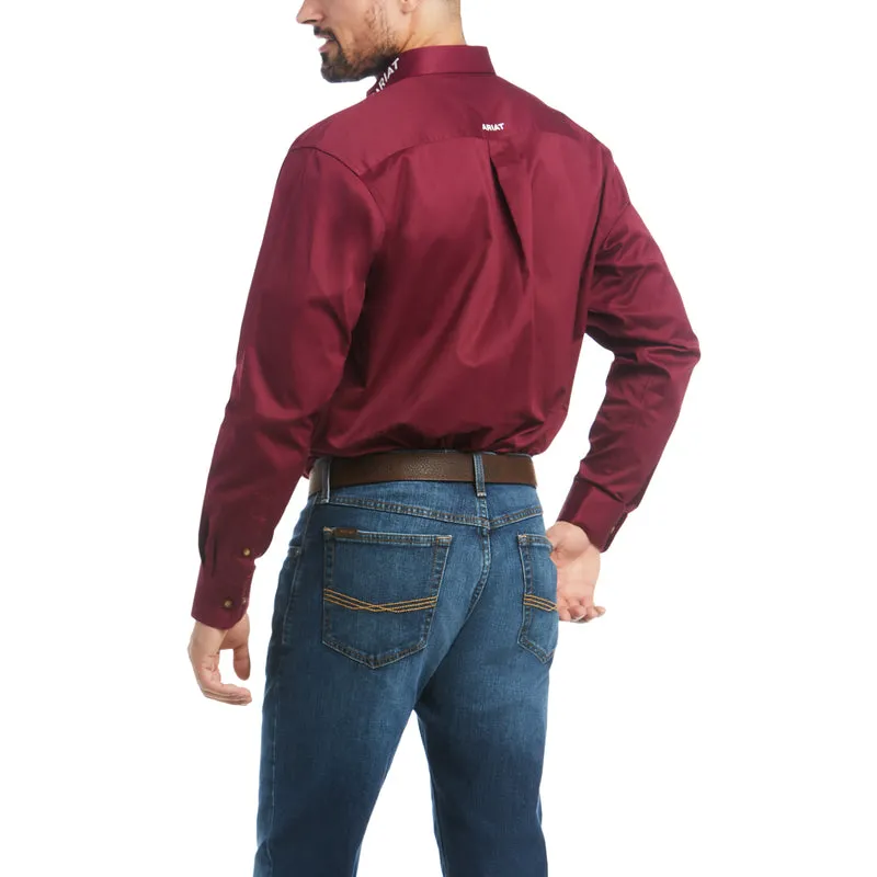 Ariat Men's Team Logo Twill Classic & Fitted Fit Shirt, Burgundy