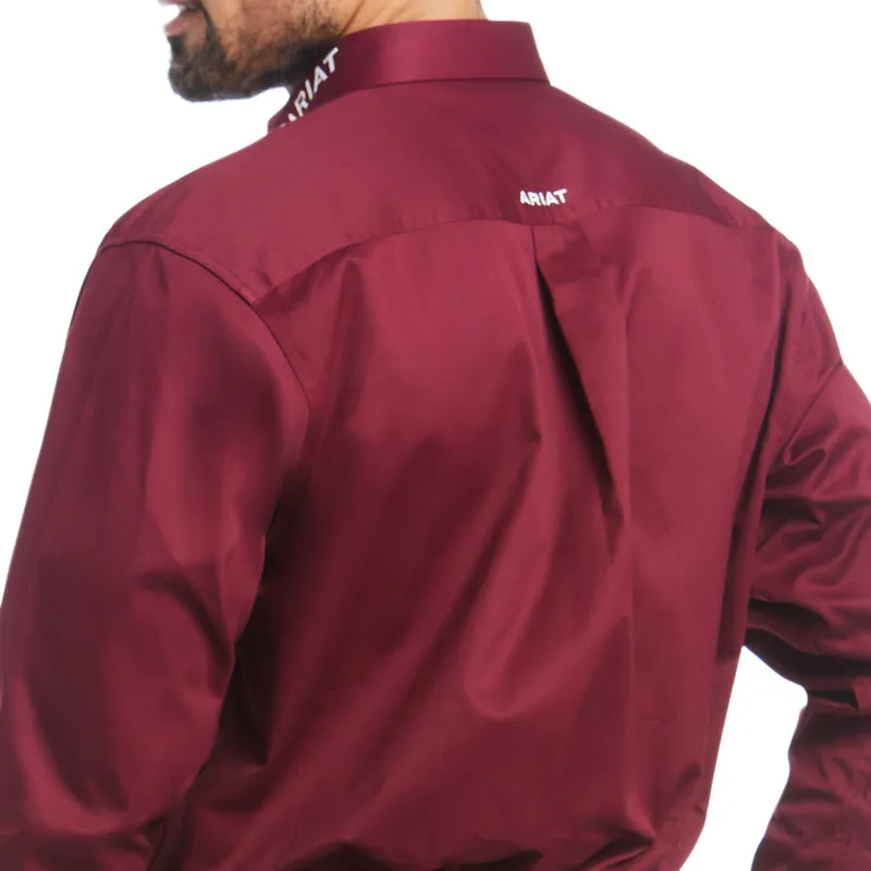 Ariat Men's Team Logo Twill Classic & Fitted Fit Shirt, Burgundy