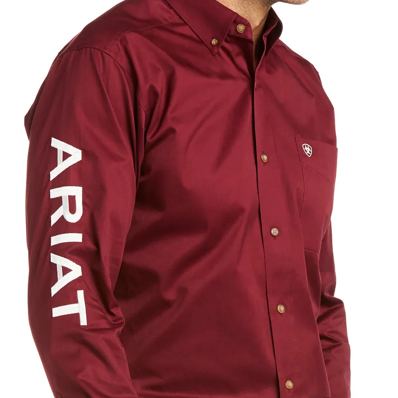 Ariat Men's Team Logo Twill Classic & Fitted Fit Shirt, Burgundy
