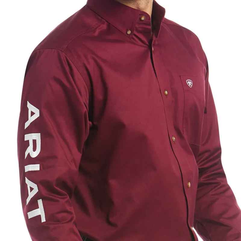 Ariat Men's Team Logo Twill Classic & Fitted Fit Shirt, Burgundy