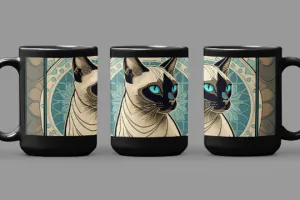 Art Nouveau Siamese Cat - 15 oz Coffee Mug