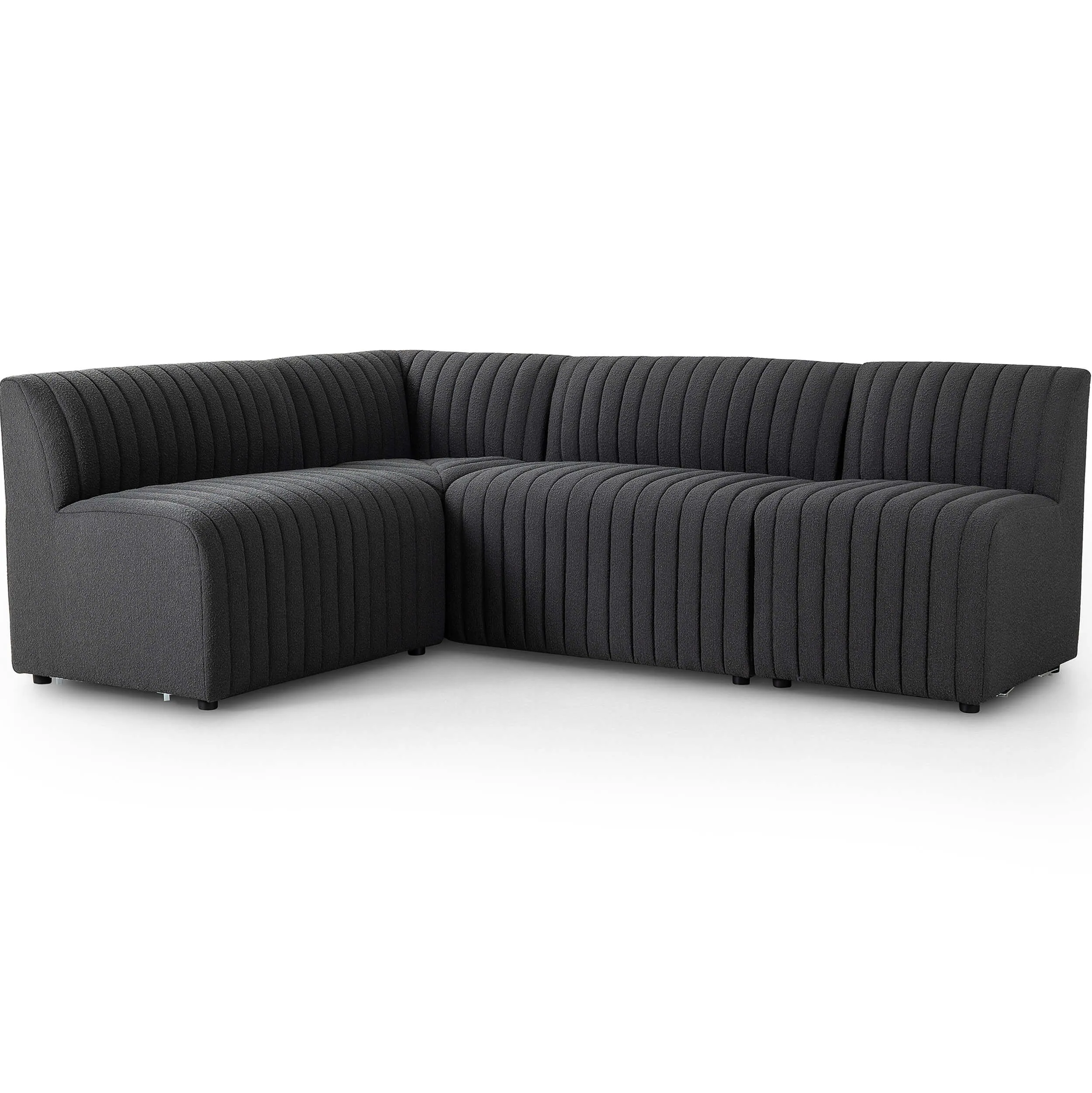 Augustine 91.5" L-Shaped Banquette, Boucle Charcoal