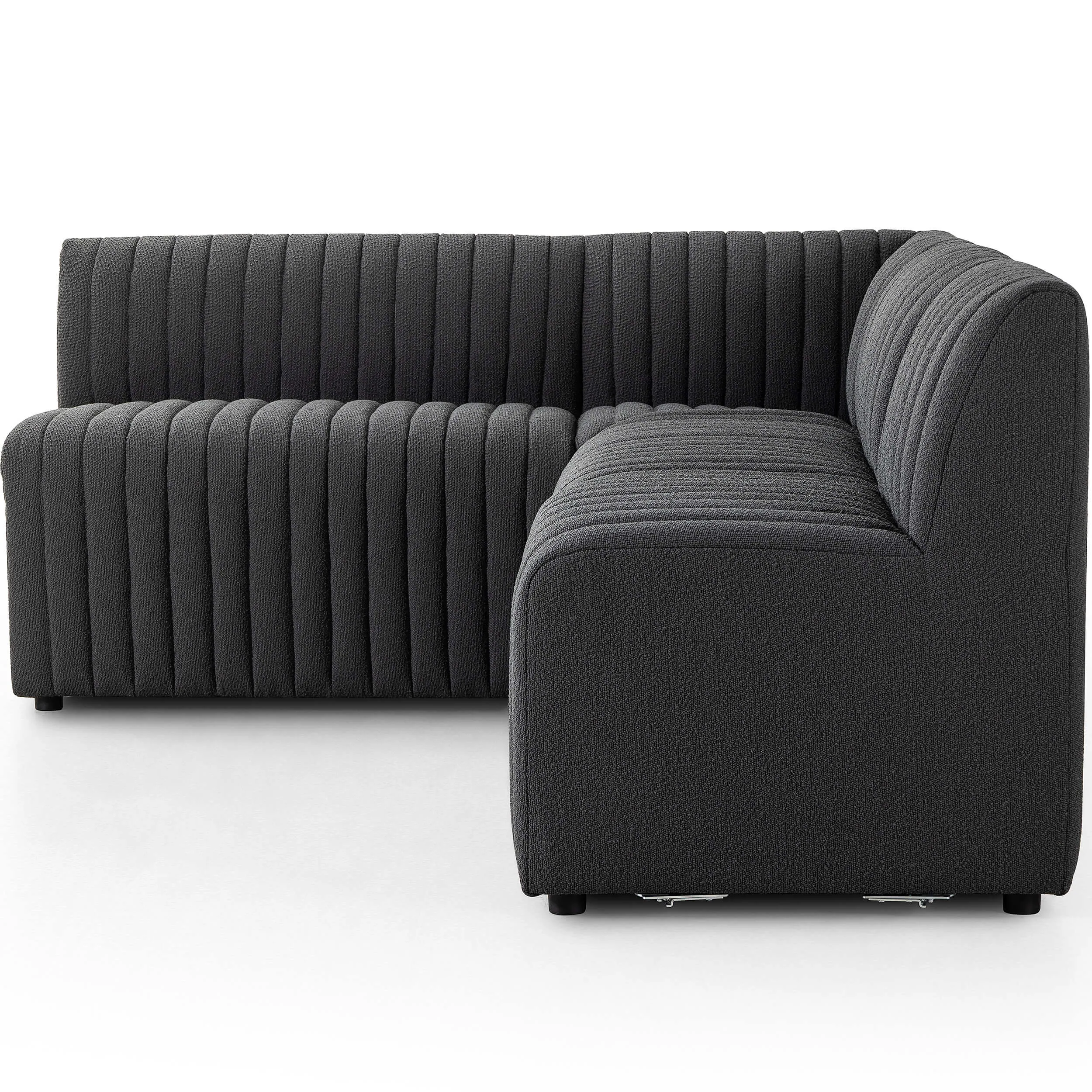 Augustine 91.5" L-Shaped Banquette, Boucle Charcoal
