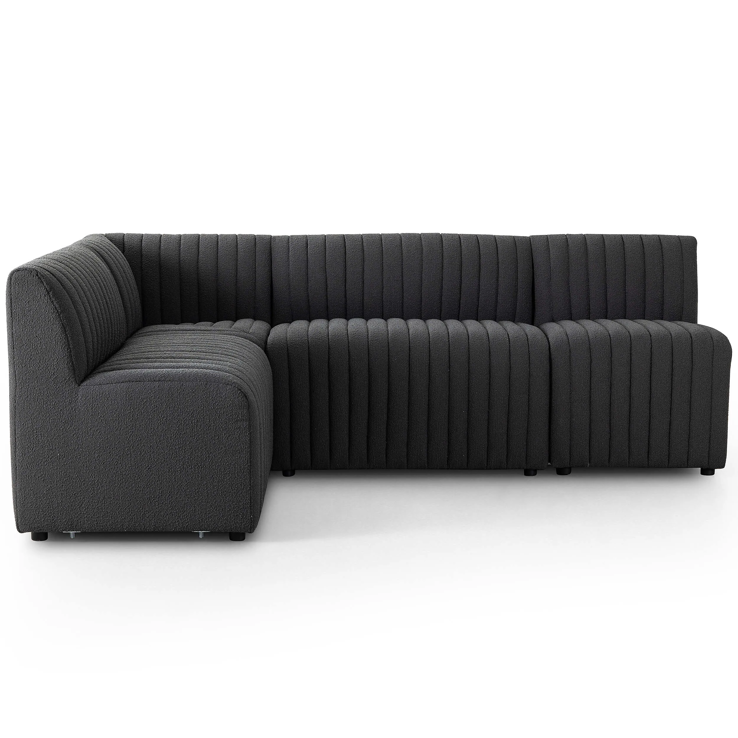 Augustine 91.5" L-Shaped Banquette, Boucle Charcoal