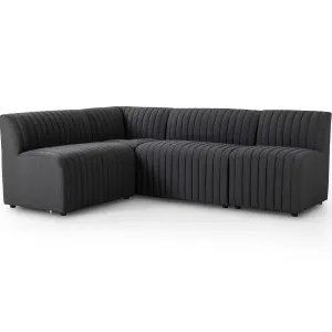 Augustine 91.5" L-Shaped Banquette, Boucle Charcoal