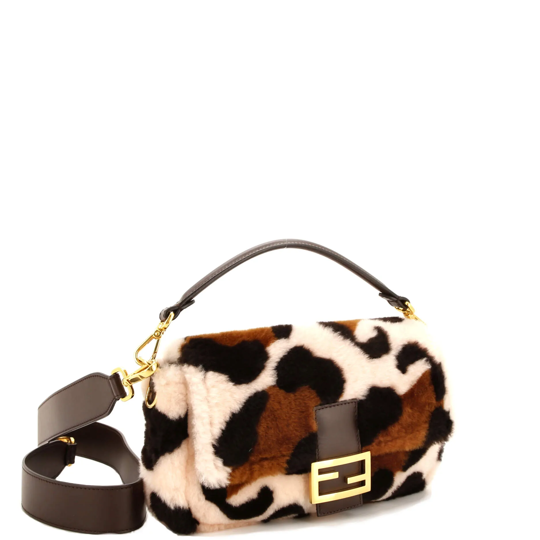 Baguette NM Bag Printed Shearling and Leather Medium