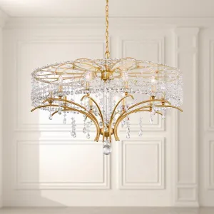 Bella Rose 10 Lights Heirloom Gold Chandelier with Clear Heritage Crystals