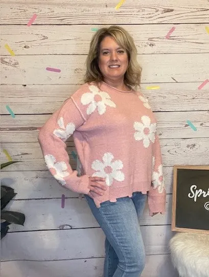 Blossom Chic Pink Sweater