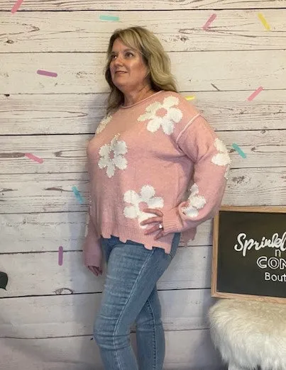 Blossom Chic Pink Sweater