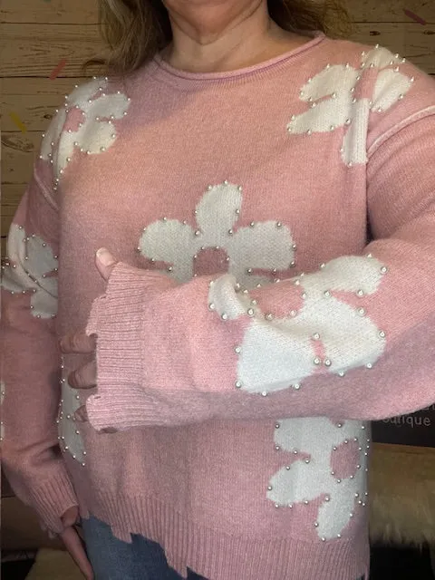 Blossom Chic Pink Sweater
