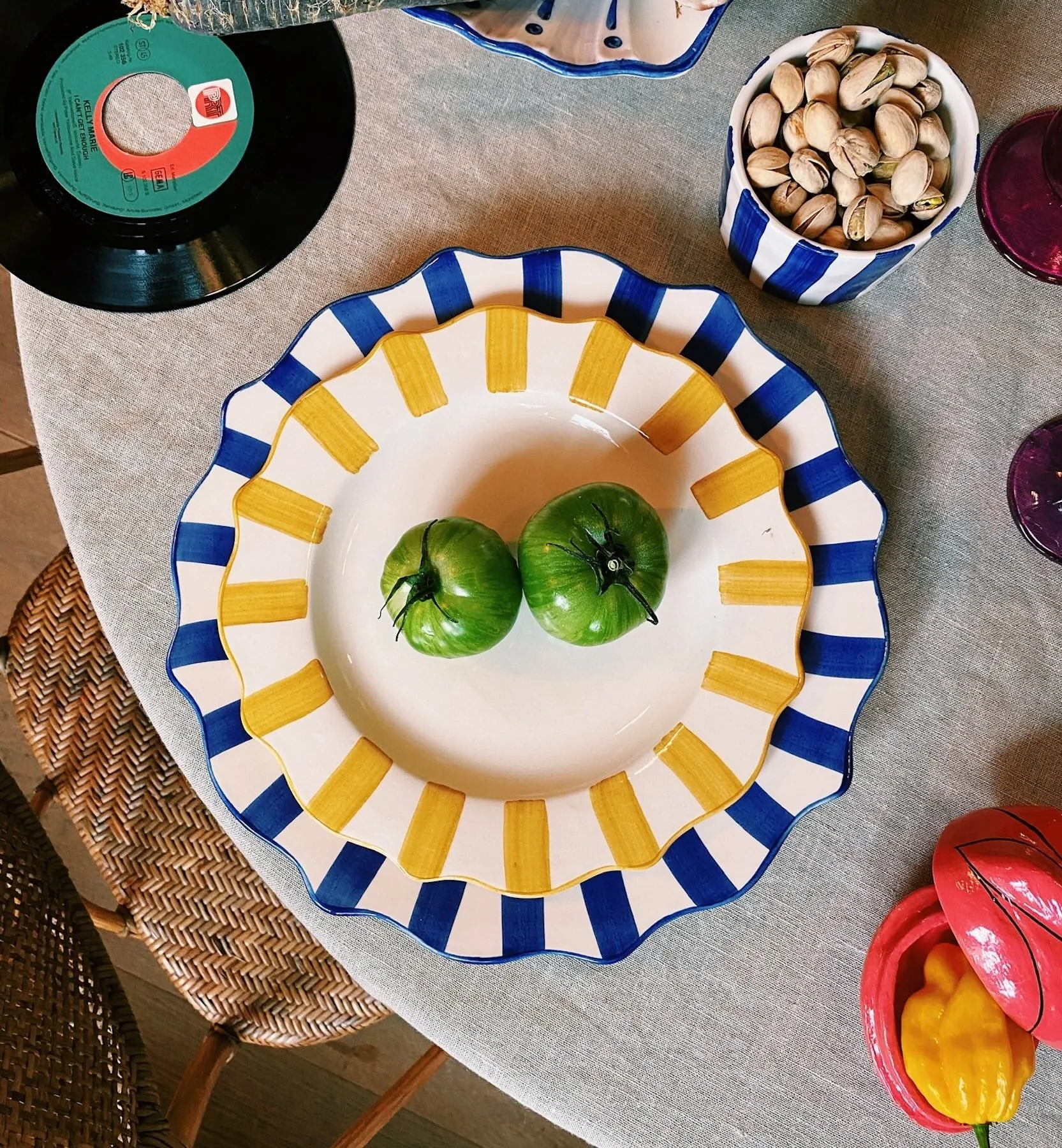 Blue Scalloped Dinner Plate