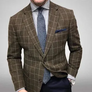 Bohemian Chic Wedding Guest Men Attire Plaid Casual Suit