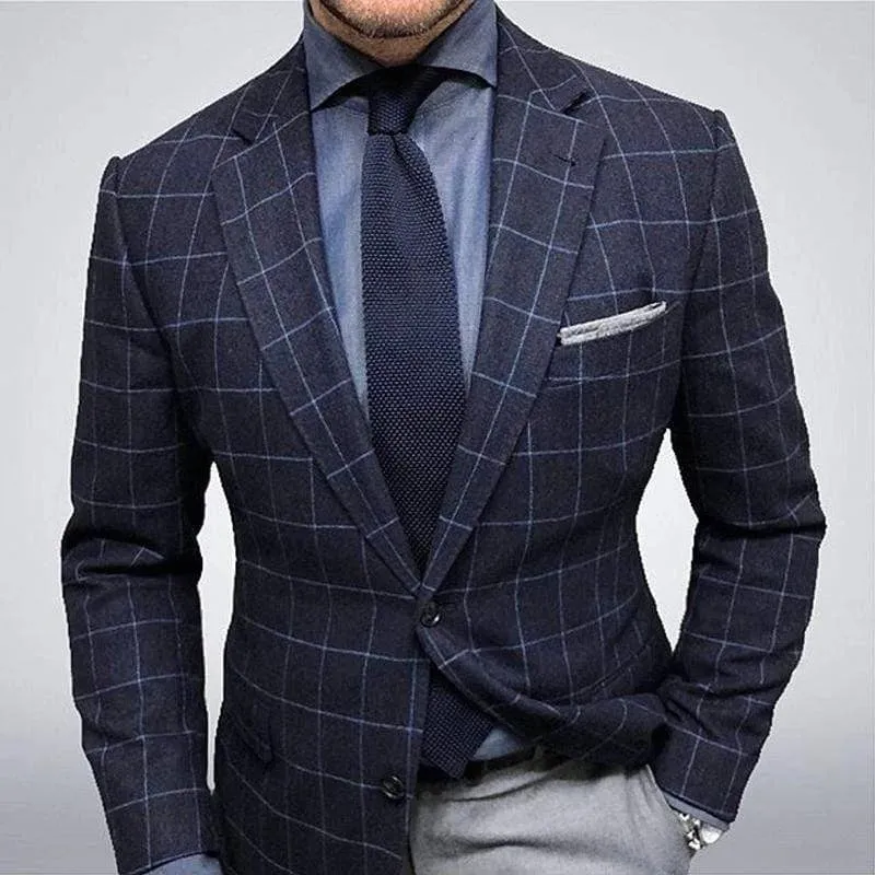 Bohemian Chic Wedding Guest Men Attire Plaid Casual Suit