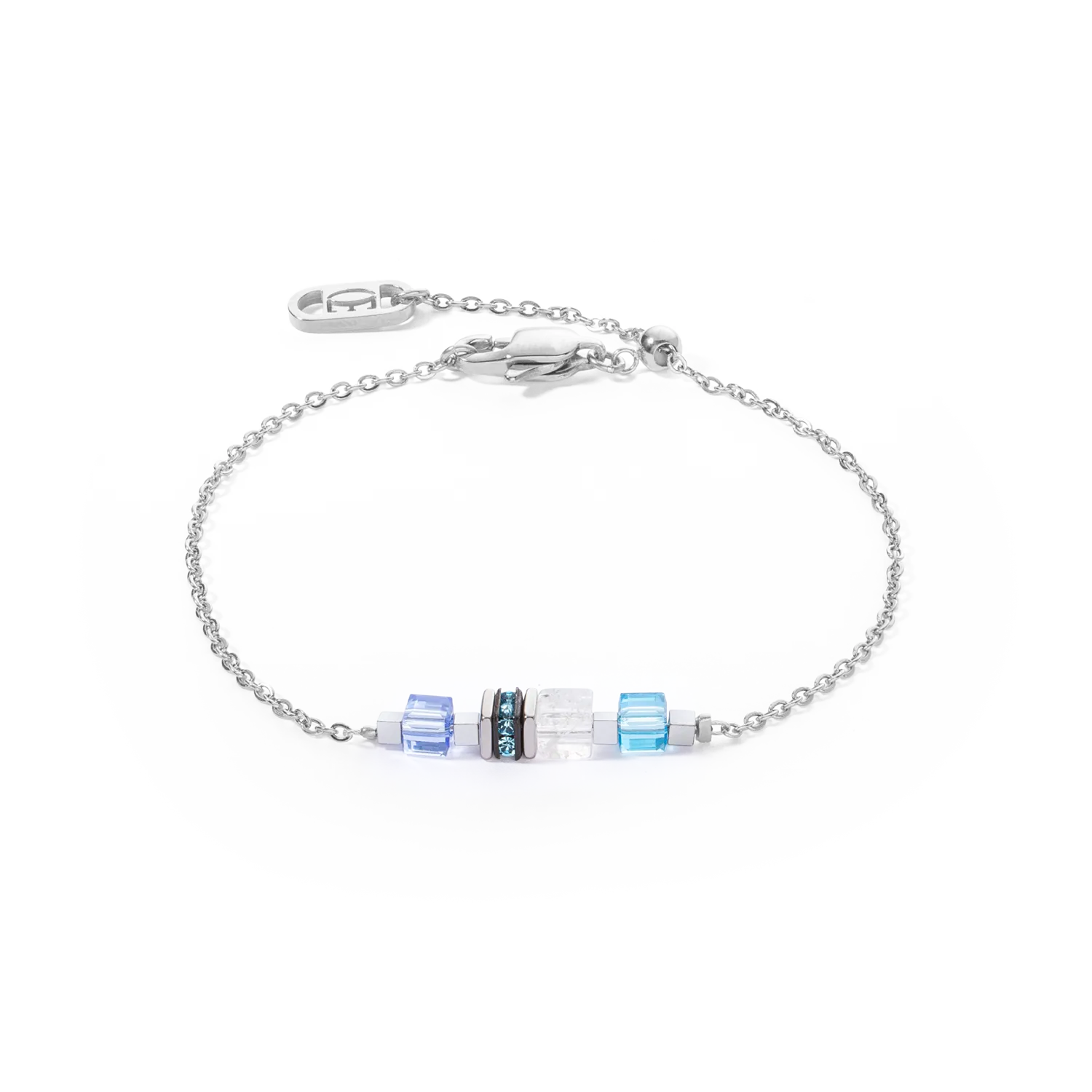 Bracelet Mini Cubes & Chain silver-blue