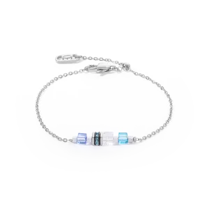 Bracelet Mini Cubes & Chain silver-blue
