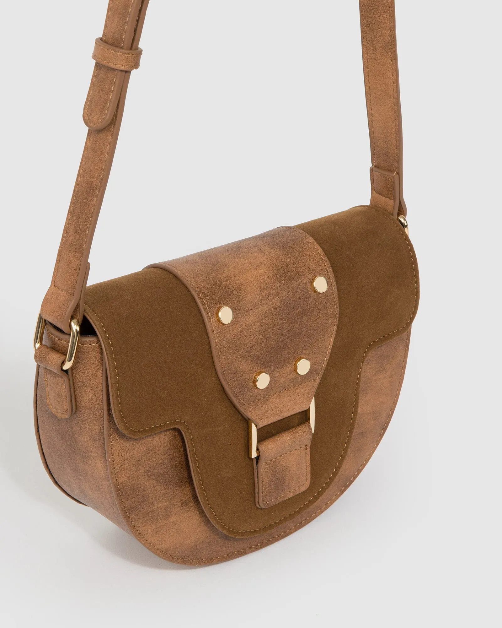 Brown Alvita Buckle Saddle Bag