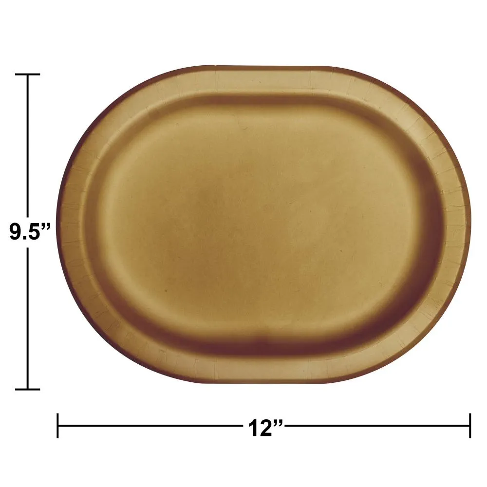 Bulk Glittering Gold Paper Oval Platter (Case of 96)