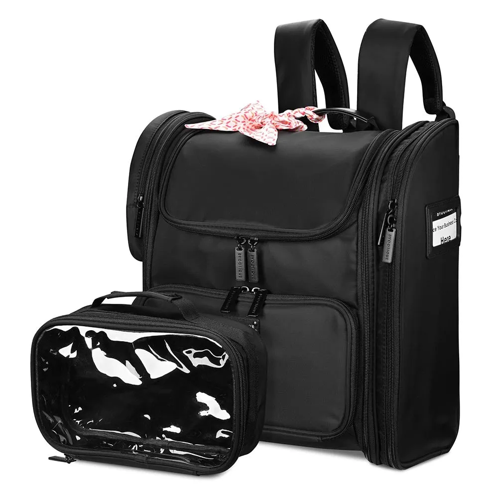 Byootique Essential Pro Makeup Backpack with Compartments Black Pink