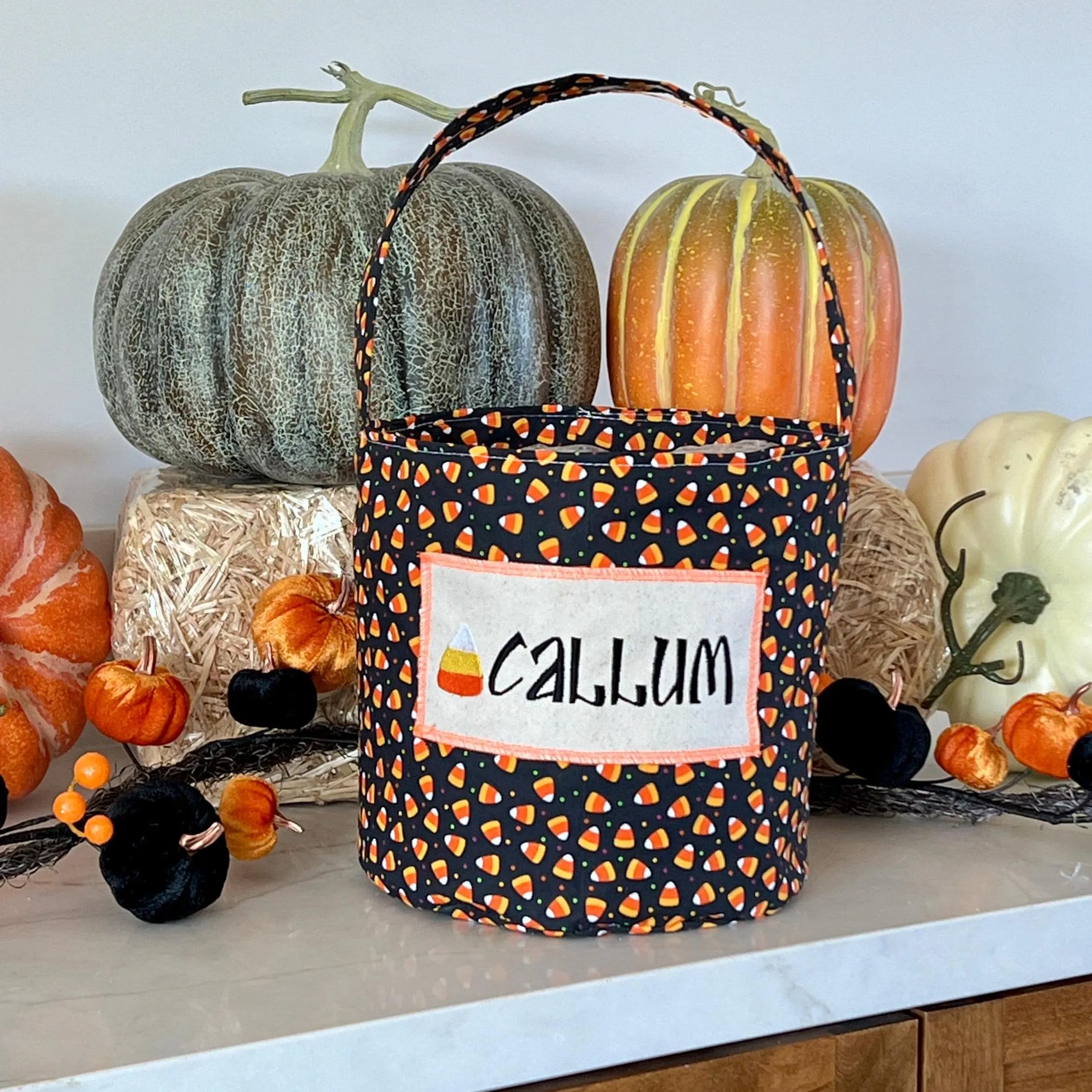 Candy Corn Trick or Treat Bag, Custom Halloween Bag