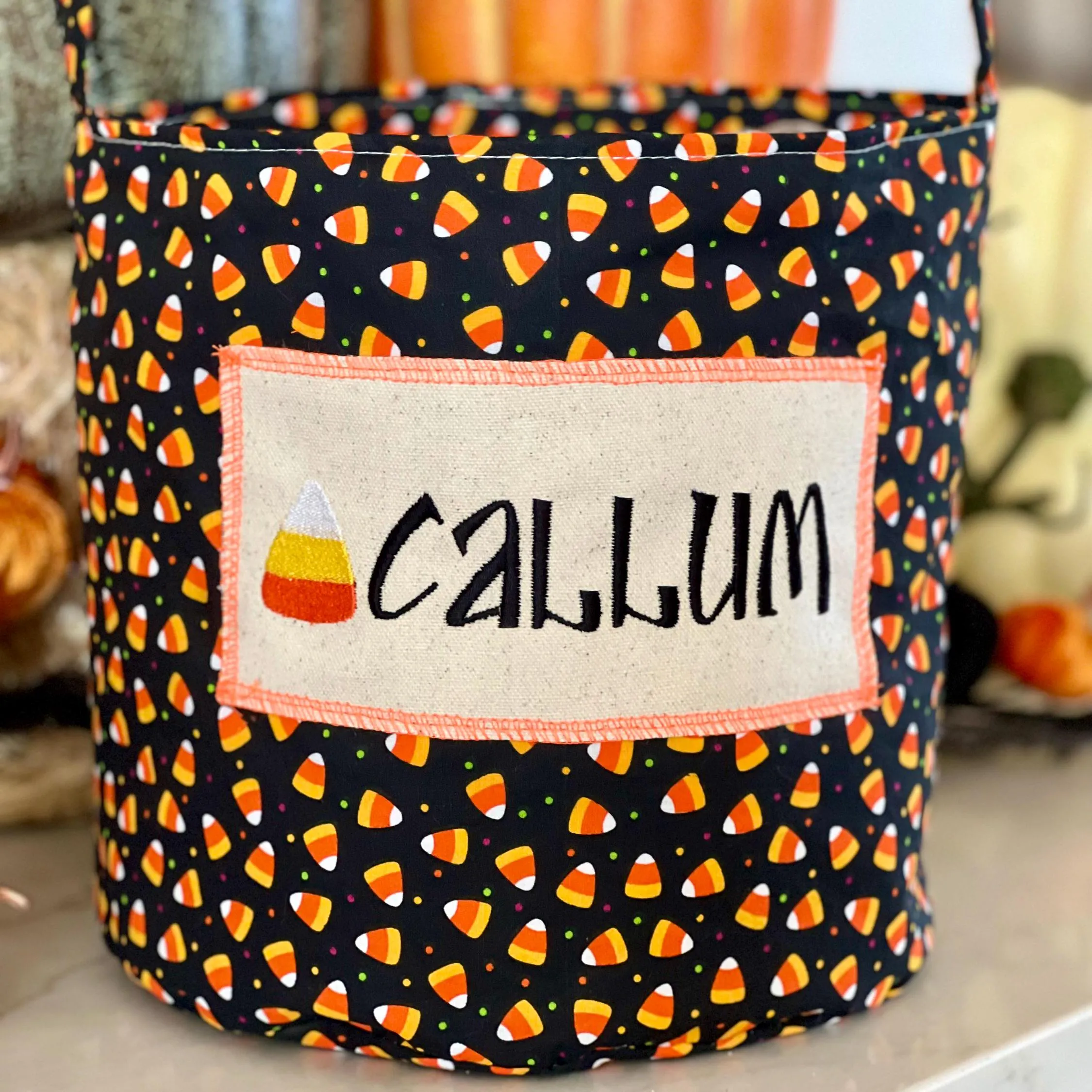 Candy Corn Trick or Treat Bag, Custom Halloween Bag