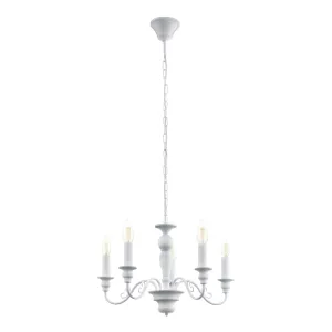 Caposile 5 Light White Vintage Candelabra