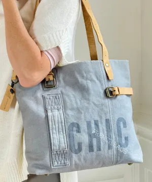 Chic Blue Canvas  Handbag