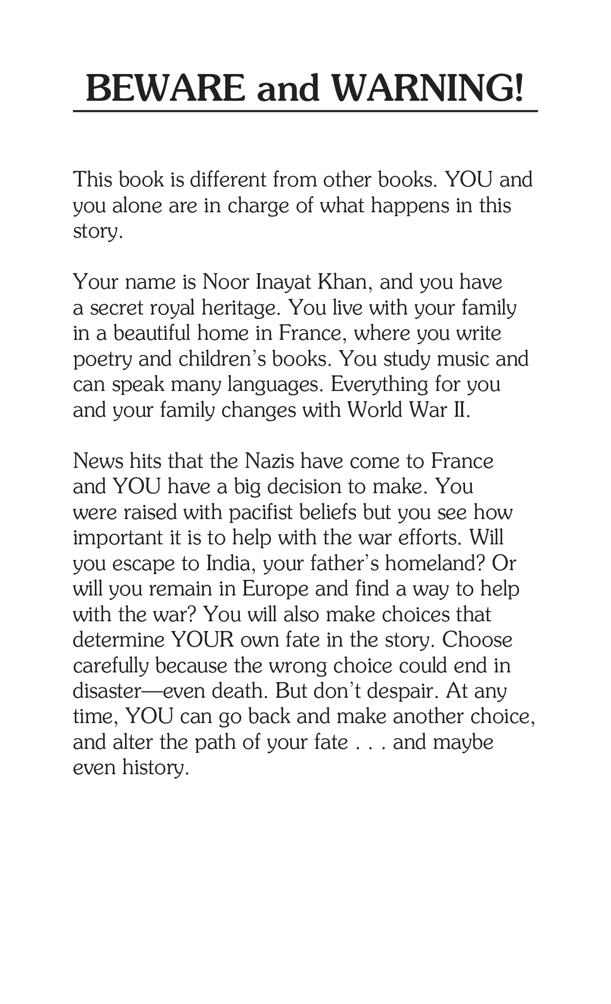 Choose Your Own Adventure SPIES: Noor Inayat Khan