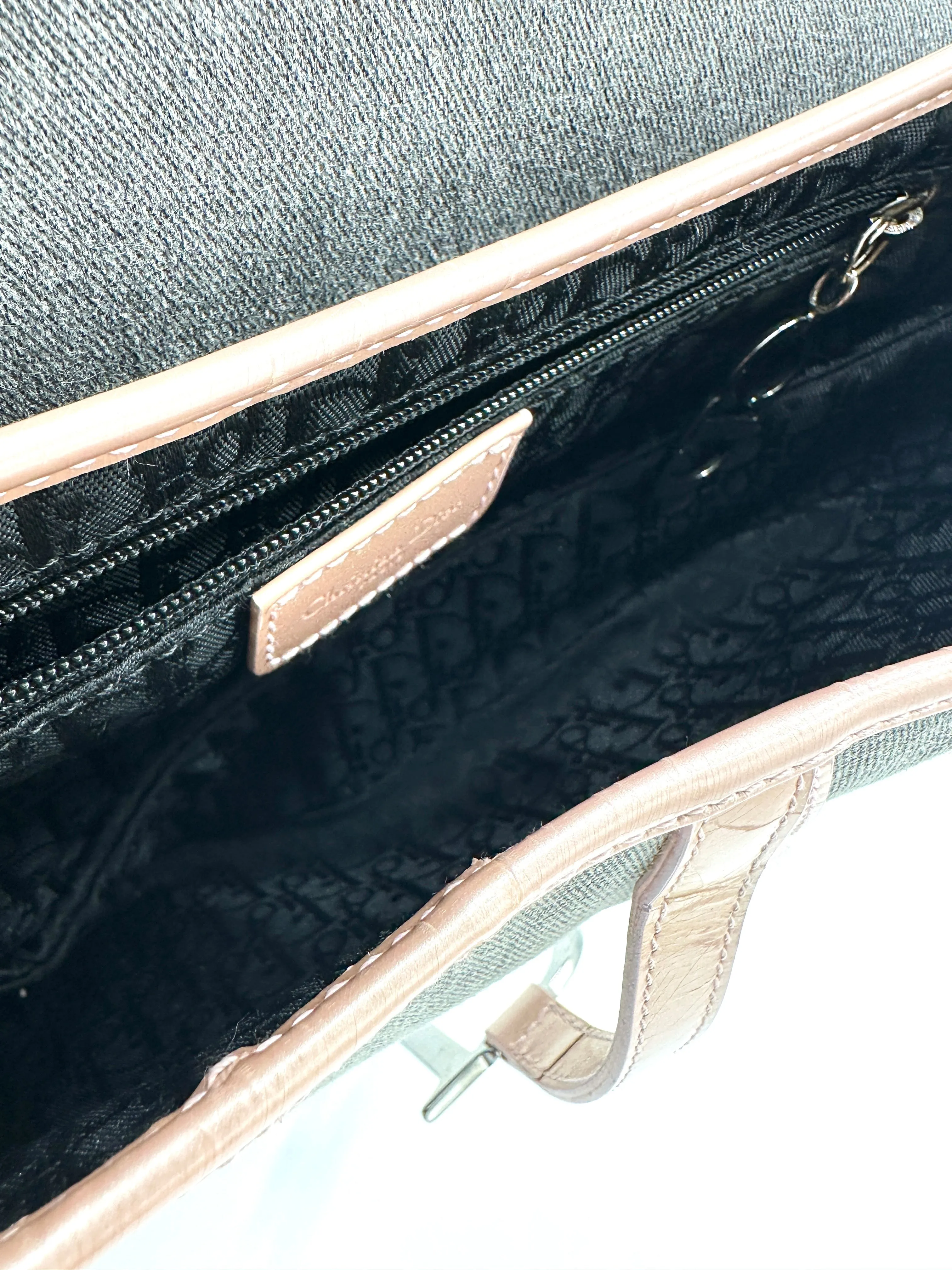 Christian  Denim Pink Leather Trimmed Saddle Bag