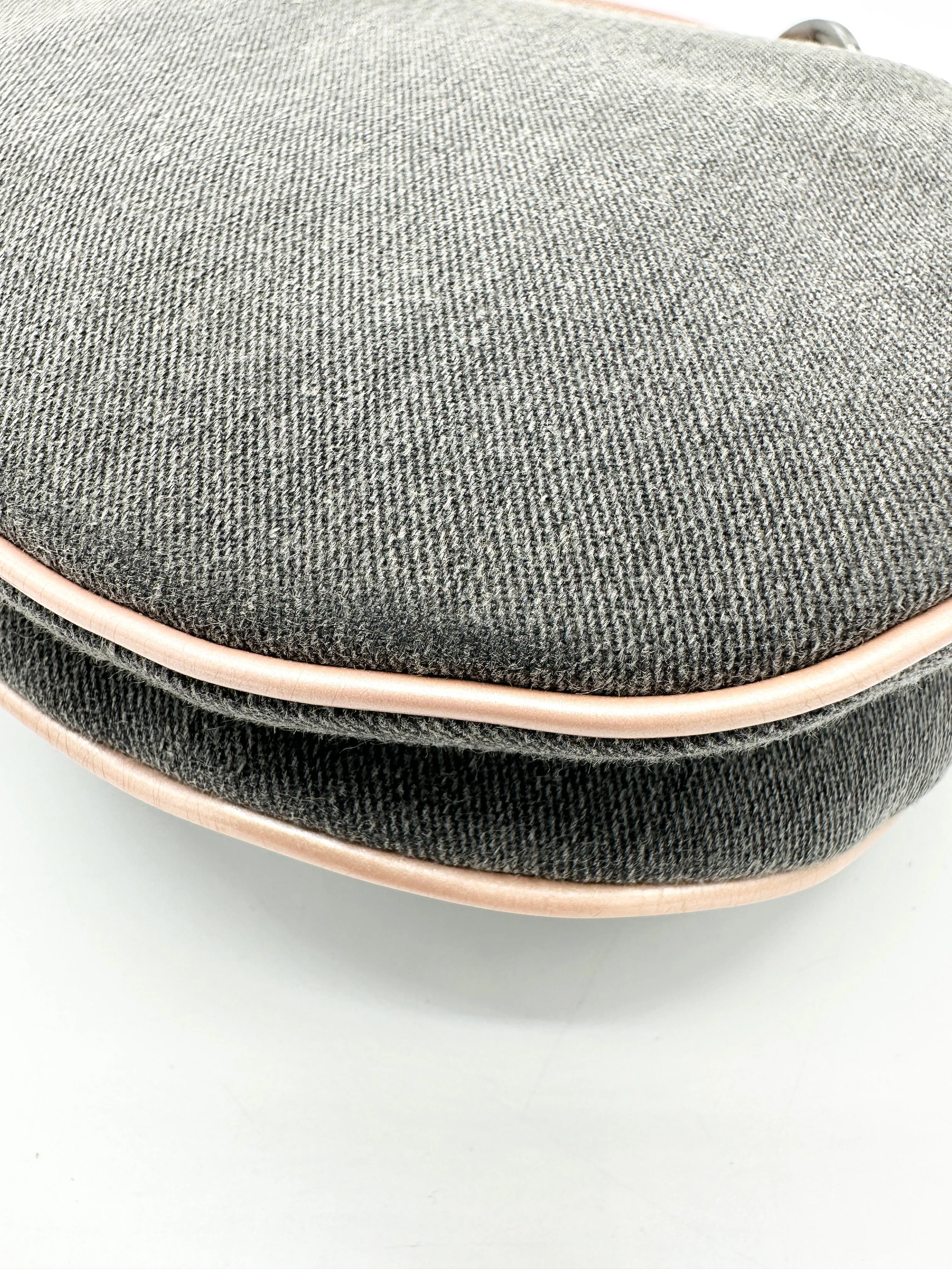 Christian  Denim Pink Leather Trimmed Saddle Bag