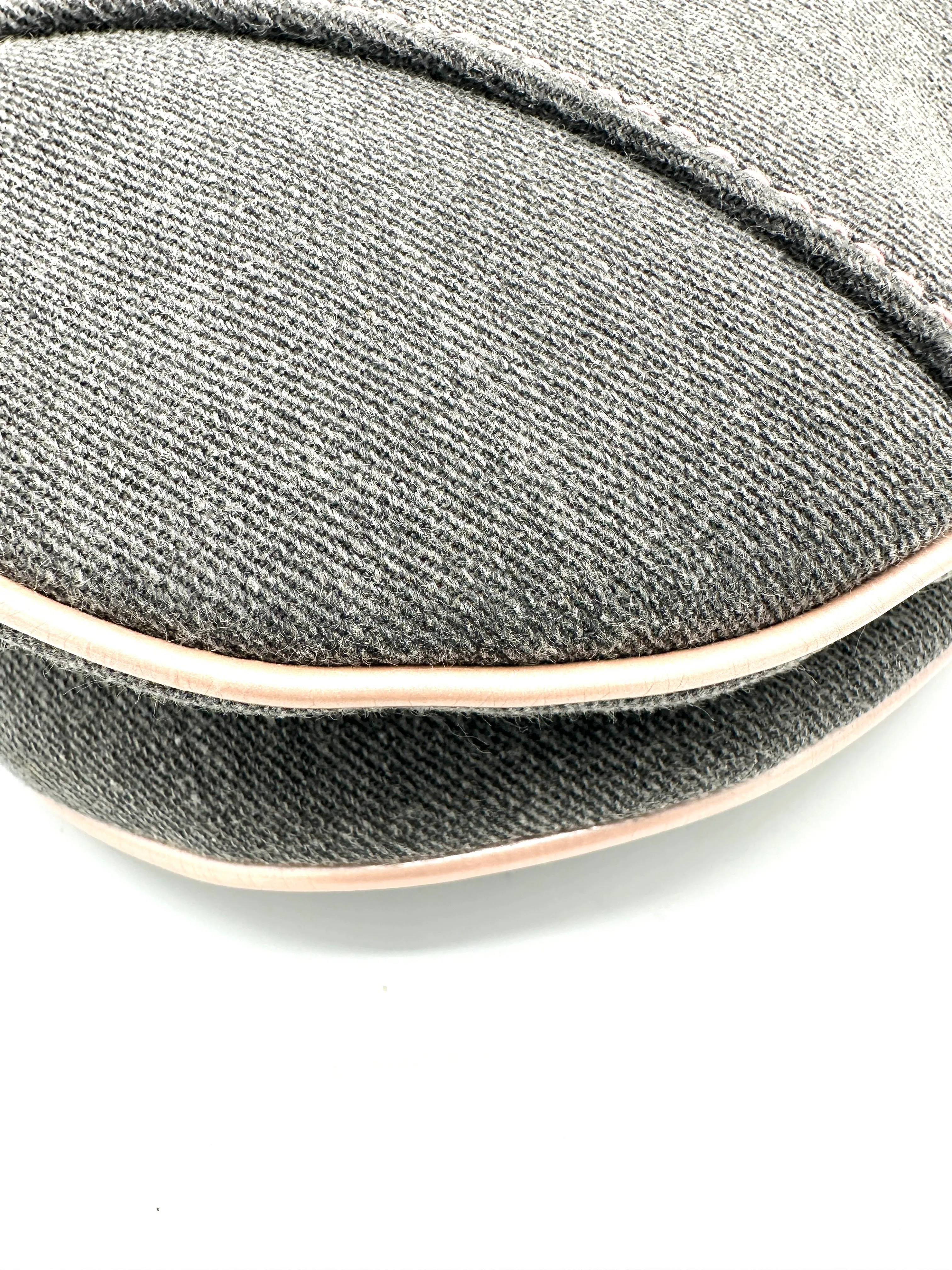 Christian  Denim Pink Leather Trimmed Saddle Bag