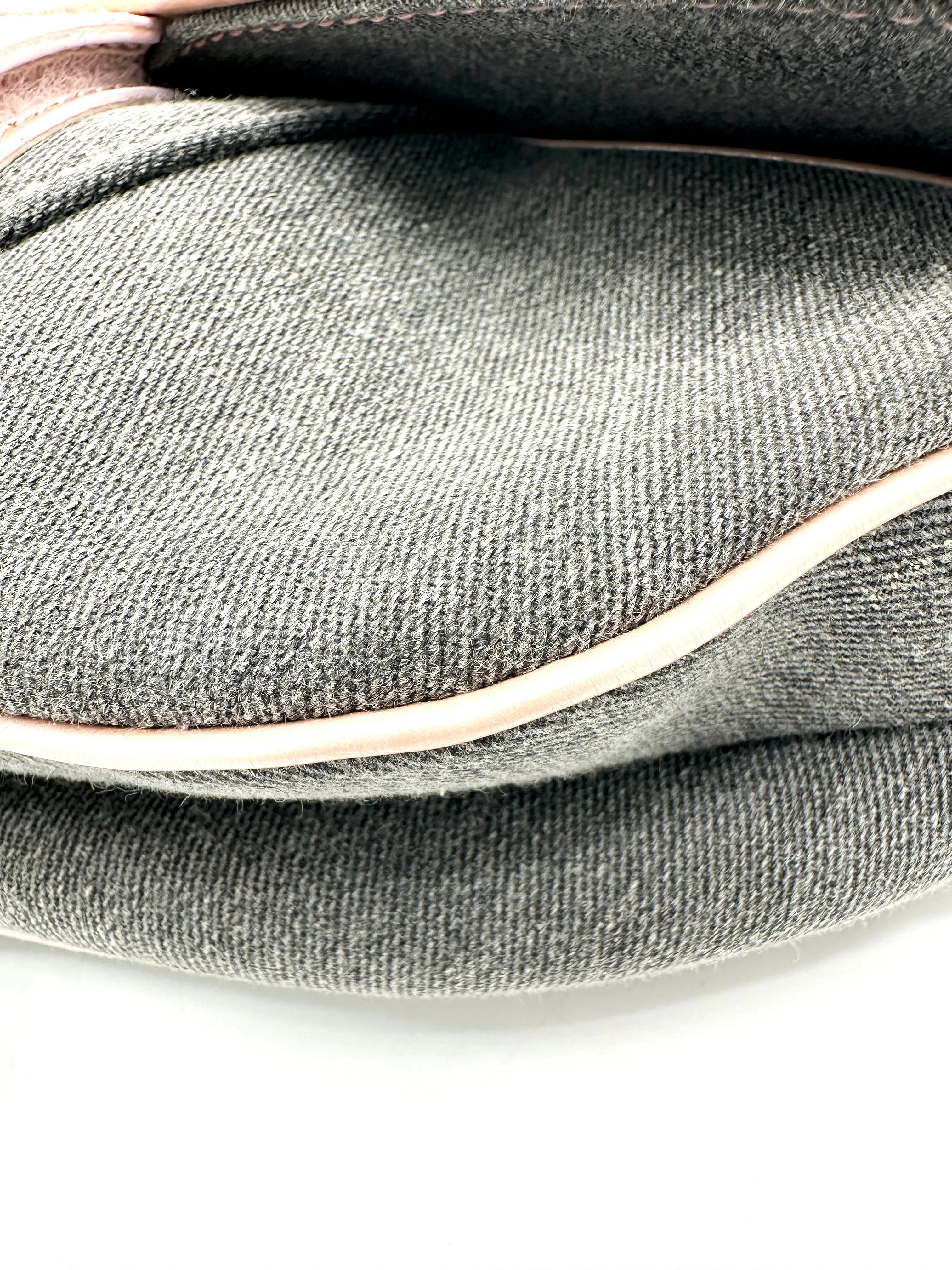 Christian  Denim Pink Leather Trimmed Saddle Bag