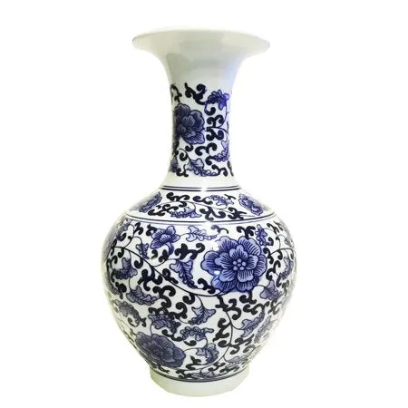 Classic Blue and White Porcelain Floral Decorative Vase