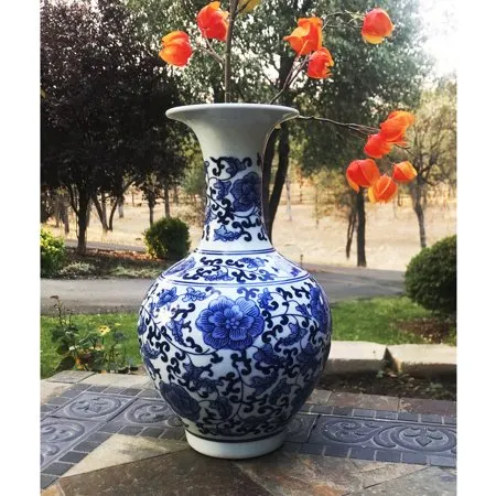 Classic Blue and White Porcelain Floral Decorative Vase