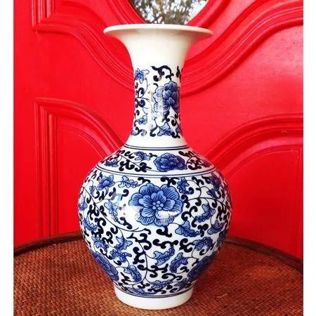 Classic Blue and White Porcelain Floral Decorative Vase
