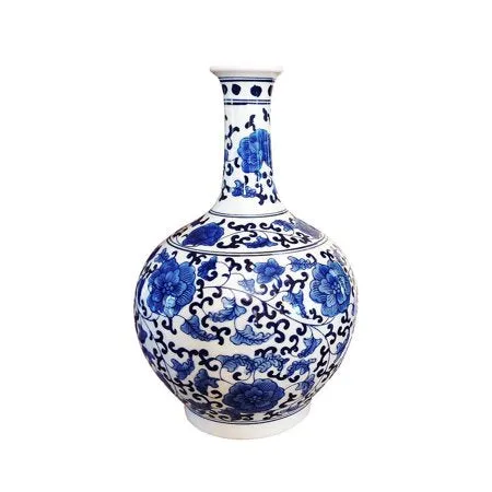 Classic Blue and White Porcelain Floral Decorative Vase