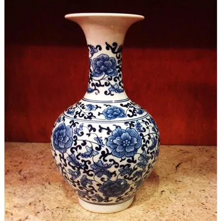 Classic Blue and White Porcelain Floral Decorative Vase