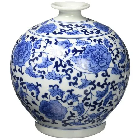 Classic Blue and White Porcelain Floral Decorative Vase
