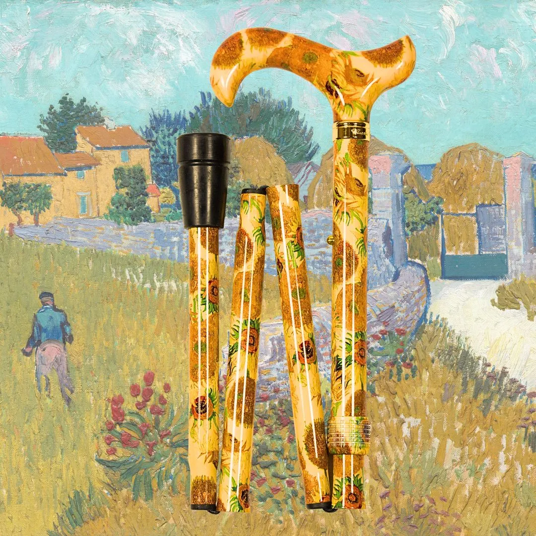 Classic Canes Folding Fashion Derby Cane Van Gogh Sunflowers
