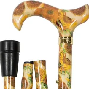 Classic Canes Folding Fashion Derby Cane Van Gogh Sunflowers