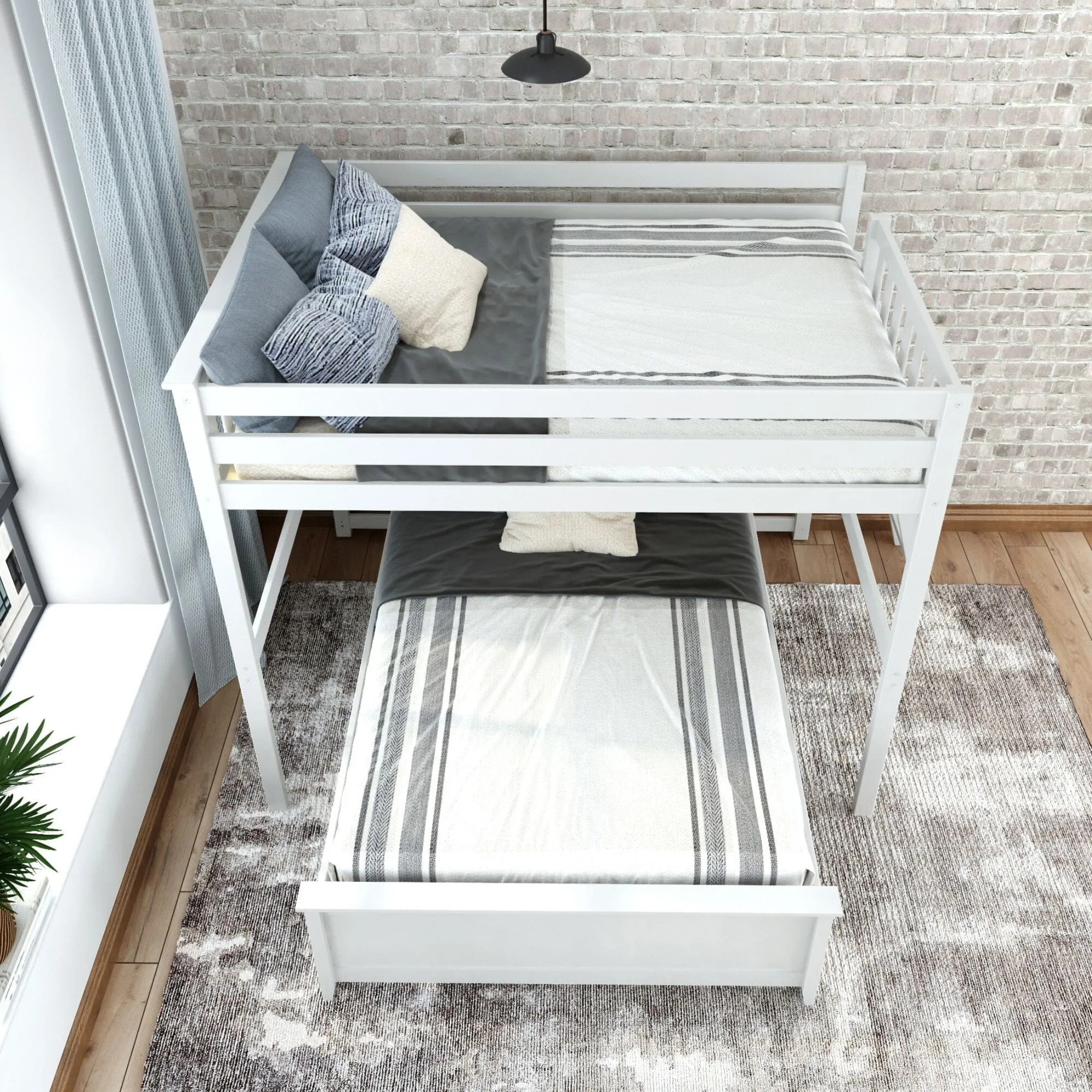 Classic Full/Full L-Shaped Bunk Bed   Ladder on End