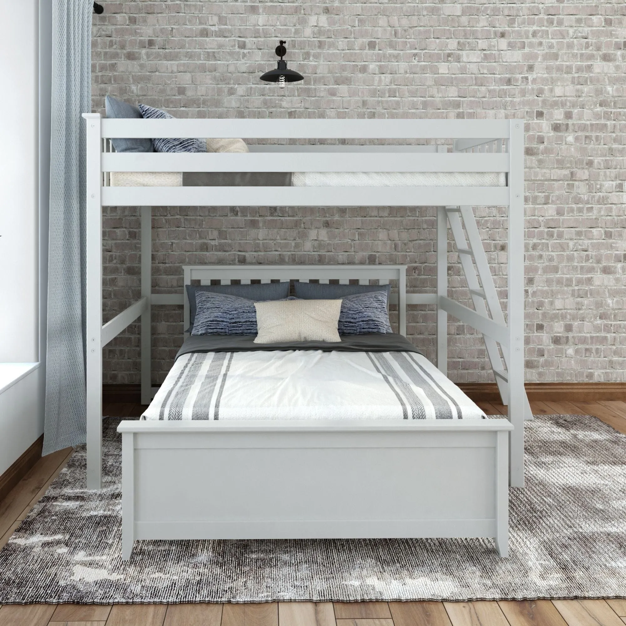 Classic Full/Full L-Shaped Bunk Bed   Ladder on End