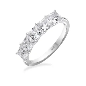 Classic Silver Rhodium Plated 5x5mm Princess Cut CZ Eternity Ring