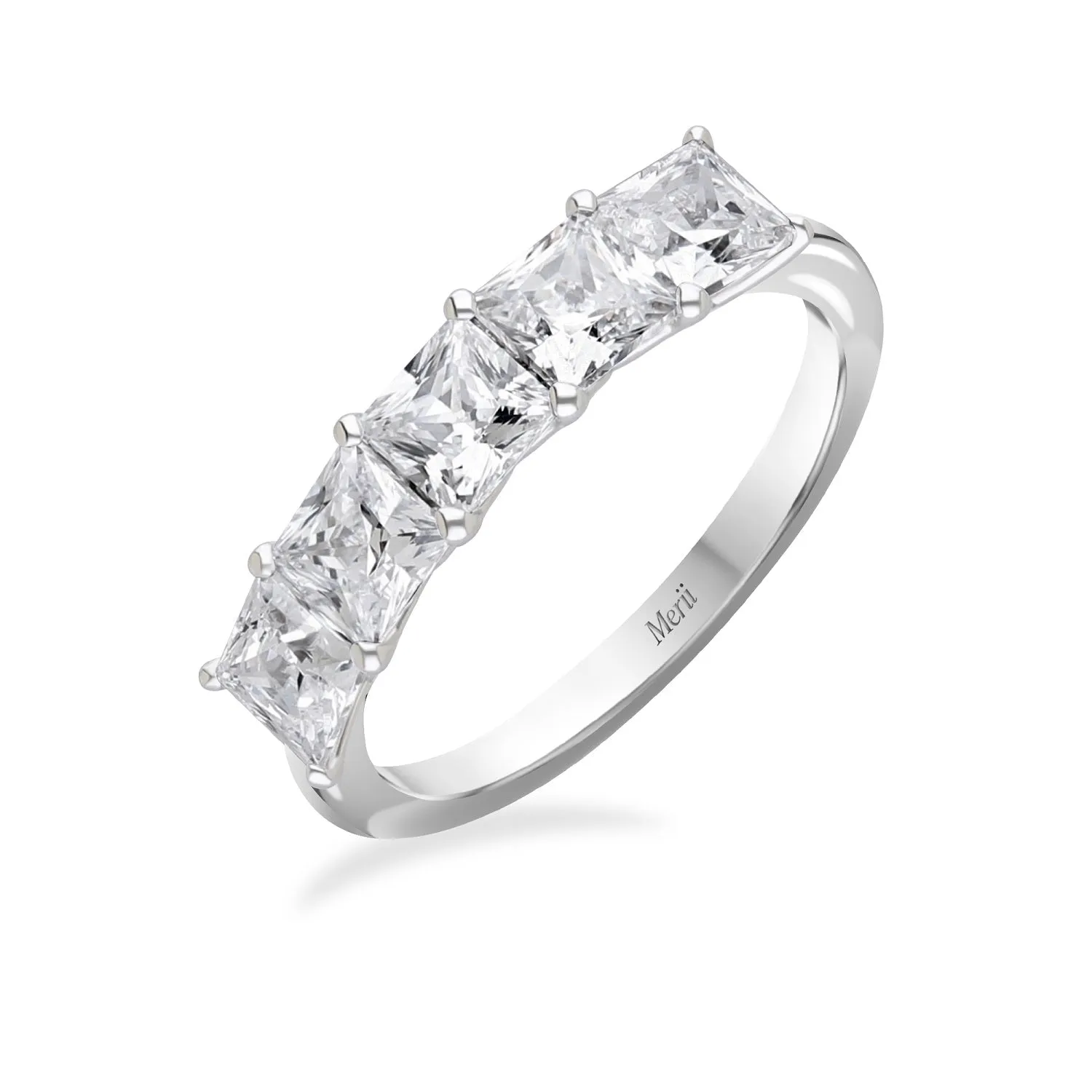 Classic Silver Rhodium Plated 5x5mm Princess Cut CZ Eternity Ring