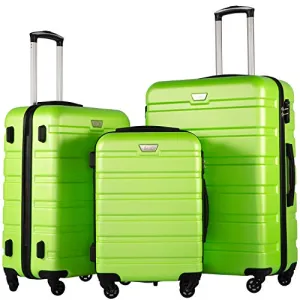 COOLIFE 3 Piece Luggage Set - Hardshell - TSA Lock - Apple Green