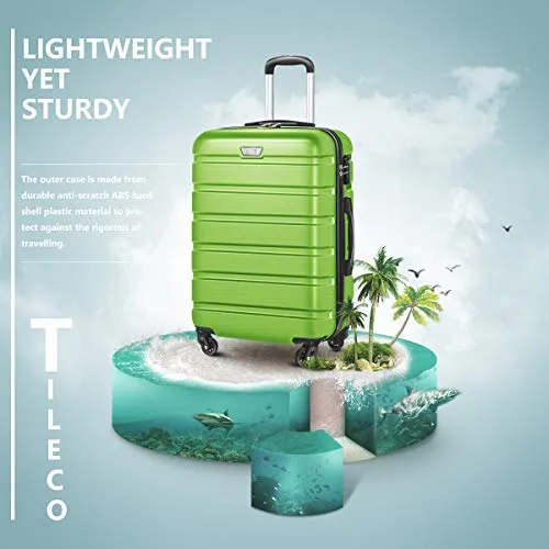 COOLIFE 3 Piece Luggage Set - Hardshell - TSA Lock - Apple Green
