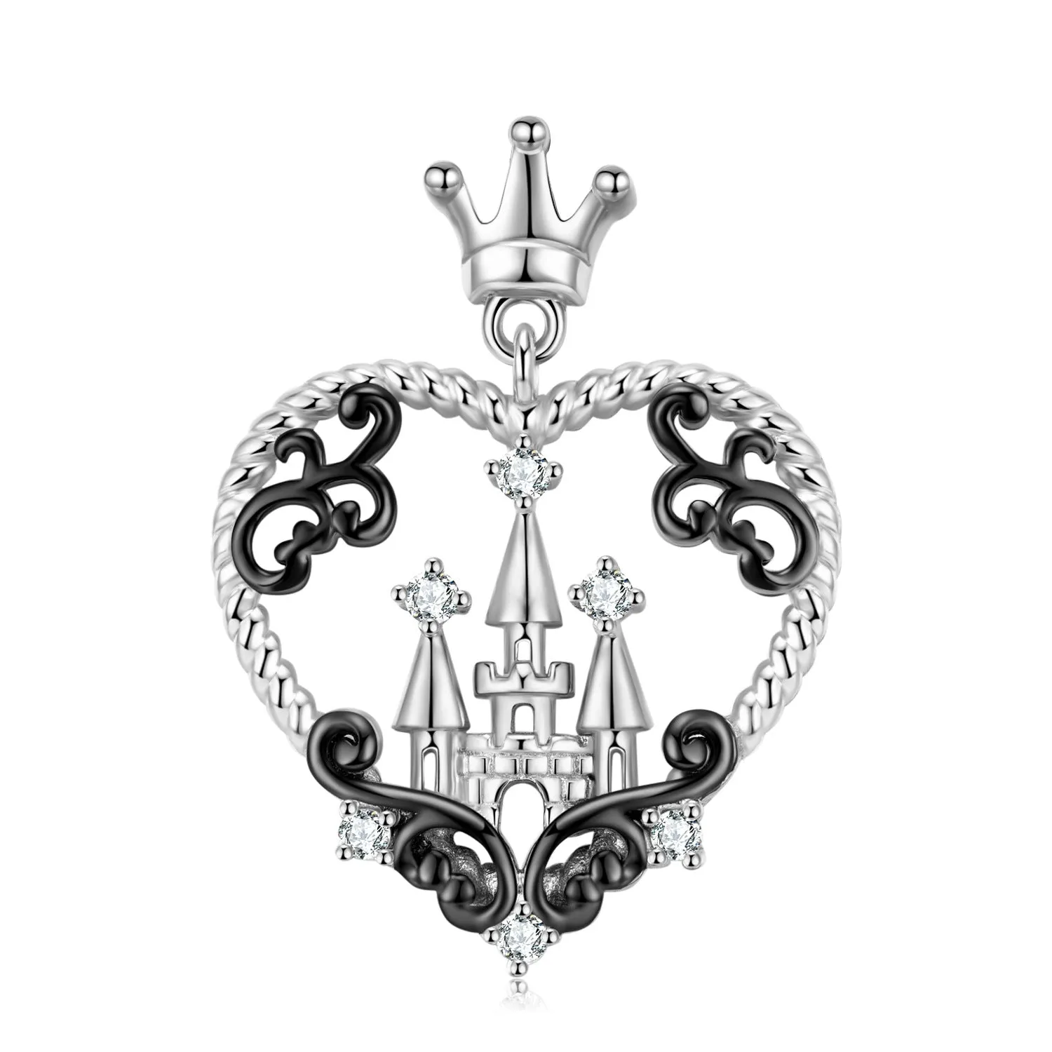 Crown Castle Heart Shape Silver Necklace