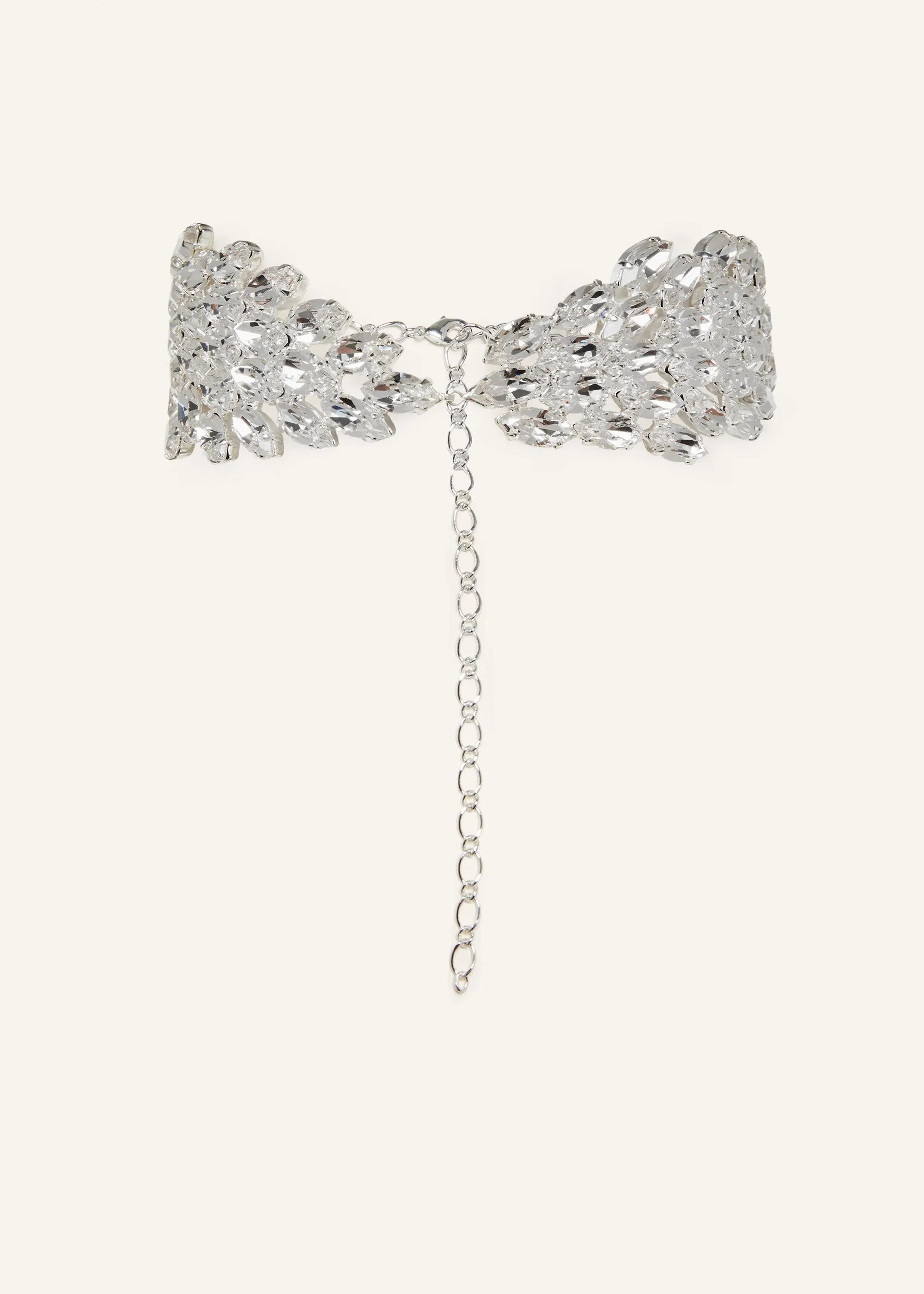 Crystal marquise choker in silver