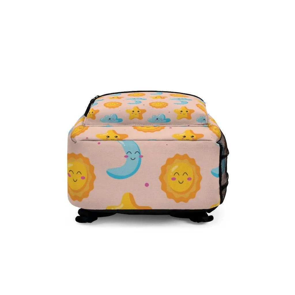 Cute Stars, Sun, Moon and Clouds, College Backpack, Teens Backpack everyday use, Travel Backpack, Weekend bag, Laptop Backpack